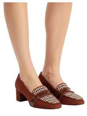 Alex Marie Women's Phaidia Suede Houndstooth Block Heel Loafer Pumps Size 8.5M